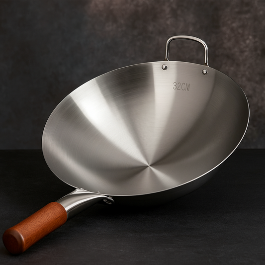 Wok Antiadherente Premium 32 cm - Mango de Madera Natural